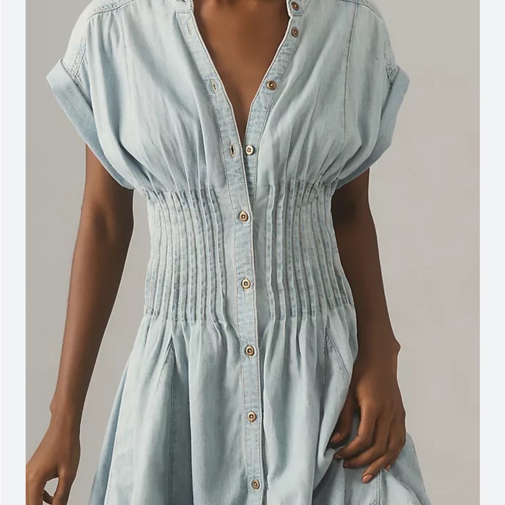 Anthropologie Pilcro Denim Frayed Edge Mini Dress Size M